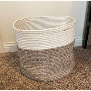 New Large Cotton Rope Basket, Blanket Basket Living Room 15.8"x15.8"x13.8"-